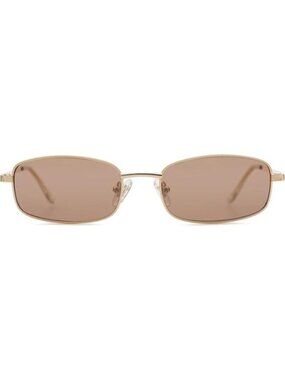 SOJOS Small Unisex Rectangle Sunglasses Retro 80s Chic Narrow Gold/Clear Brown
